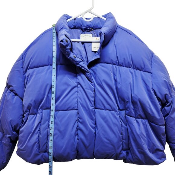 SIZE 4X Womens Royal Blue Puffer Jacket With High Collar & Pockets - Picture 4 of 6